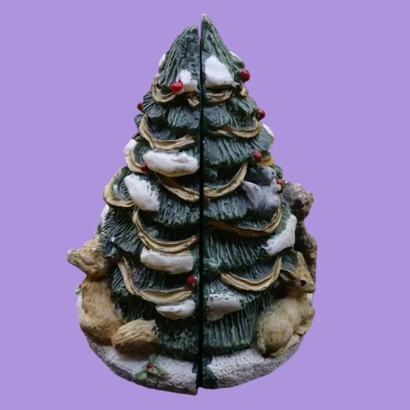 Vintage Ceramic Hinged Christmas Tree With Santa & Woodland Animals Holiday "3" - Picture 5 of 9